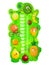 Kids height chart funny fruits sportsmen meter