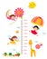 Kids height scale with funny animals and children