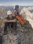 Kids hiking in mountains in Alps