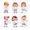 kids holding banner text vector set bundle