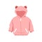 Kids hooded jacket. Girls soft fleece apparel for winter, cold weather with zipper closure, hoodie with bear ears