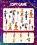 Kids I spy game shapito circus performers, riddle