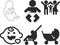 Kids icon, Baby icon, chick icon, childish black vector icon set.