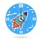 Kids illustration dial plate. Clock face with a rocket.