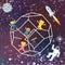 Kids imagination space galaxy astrounout rocket beautiful sky flying stars