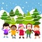 Kids join snow