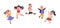 Kids jump. Cartoon happy cute preschool children characters smiling laughing and jumping, little school kids friendship