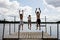 Kids jumping into Lake