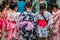 Kids with kimono at Japanese summer festival