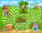 Kids labyrinth maze, cartoon beehive, oak, snail