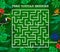 Kids labyrinth maze game, cartoon toucan in jungle