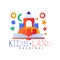 Kids land logo original, creative label template, playground, entertainment or educational club badge vector