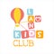 Kids Land Playground And Entertainment Club Colorful Promo Sign With Toy Hot Air Baloon For The Playing Space For