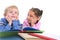 Kids laying down and reading books