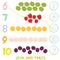 Kids learning number material 6 to 10 Trace Then match. Illustration of Education Counting Game for Preschool Children strawberry