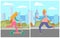 Kids Leisure on Street, Urban Activity Vector