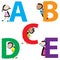 Kids with letters a-e