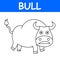 Kids line illustration coloring bull