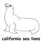 Kids line illustration coloring california sea lions. animal outline