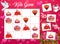 Kids logical game with Saint Valentine day symbols