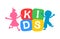 Kids logo.Happy kids vector illustration.