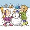 Kids make a snowman