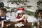 Kids making Christmas DIY projects