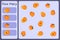 Kids mathematical mini game - count how many fruits - orange, persimmon, tangerine, apricot. Educational games for