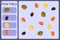 Kids mathematical mini game - count how many fruits - watermelon, blackberry, lemon, persimmon. Educational games for