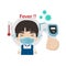 Kids measuring body temperature and wearing a face mask vector illustration