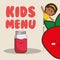 Kids menu girl juice strawberry nutrition poster