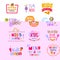 Kids menu vector lettering template for child s food or meal in childish cafe or restaurant illustration set of baby