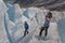 Kids with mother at glacier tour in Norway