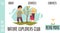 Kids nature exploring club web banner interface flat vector illustration.