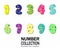 Kids numbers collection cartoon numbers 1 to 9 fonts star texture colorful shadow