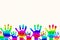 Kids Painted Hand art colorful rainbow hand prints