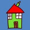 Kids painted houses in doodle style