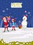 Kids palying with gift for Christmas celebration background