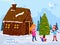 Kids palying with gift for Christmas celebration background