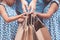 Kids and parent help to holding shopping bags