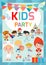 Kids Party design template, children happy party celebration Flyer, Banner or pamphlet, Template for advertising brochure,your tex