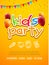 Kids party invitation design template. Child celebrating fun flyer poster banner decoration