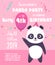 Kids party invitation. Panda characters greeting cards with cute little bear animals party celebration placard vector