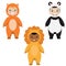 Kids Party Outfit. Children in Animal Carnival Costumes