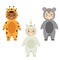 Kids Party Outfit. Children in Animal Carnival Costumes