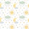 Kids pastel sun, moon, rainy cloud pattern