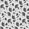 Kids pattern with cute monochrome cats