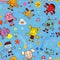 Kids pets friends fun seamless pattern