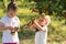 Kids picking cherry