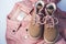 kids pink coat and shoes